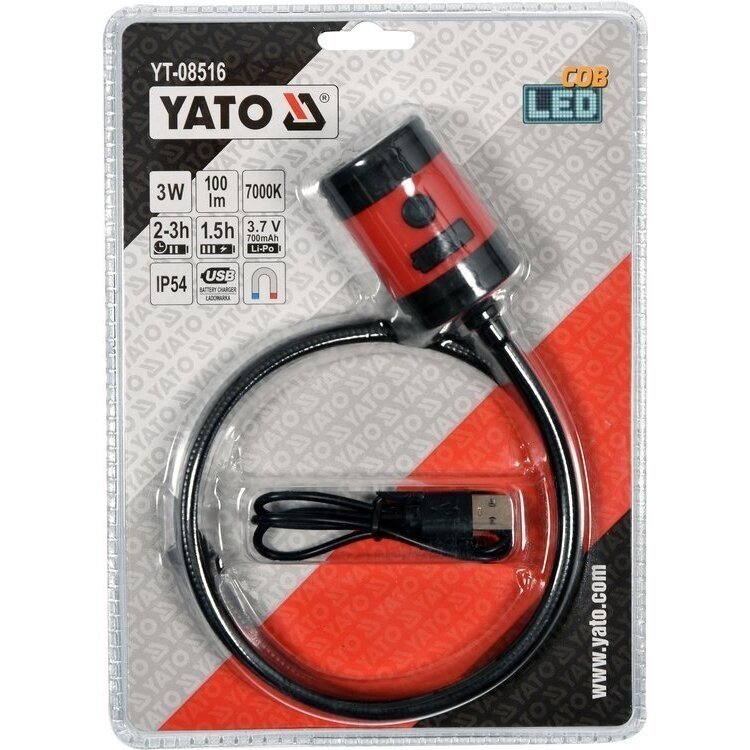 Lankstus įkraunamas prožektorius su magnetu Yato YT-08516, USB Lankstus įkraunamas prožektorius su magnetu Yato YT-08516, USB