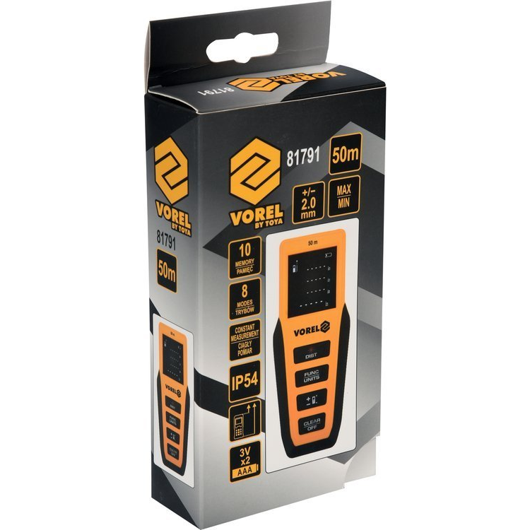 Lazerinis atstumo matuoklis Vorel, 0,2-50 m 3 Lazerinis atstumo matuoklis Vorel, 0,2-50 m 3