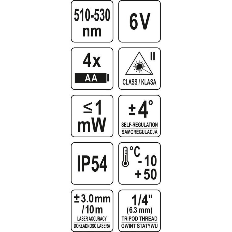 Lazerinis nivelyras Yato, 5 linijos, žalias spindulys 5 Lazerinis nivelyras Yato, 5 linijos, žalias spindulys 5