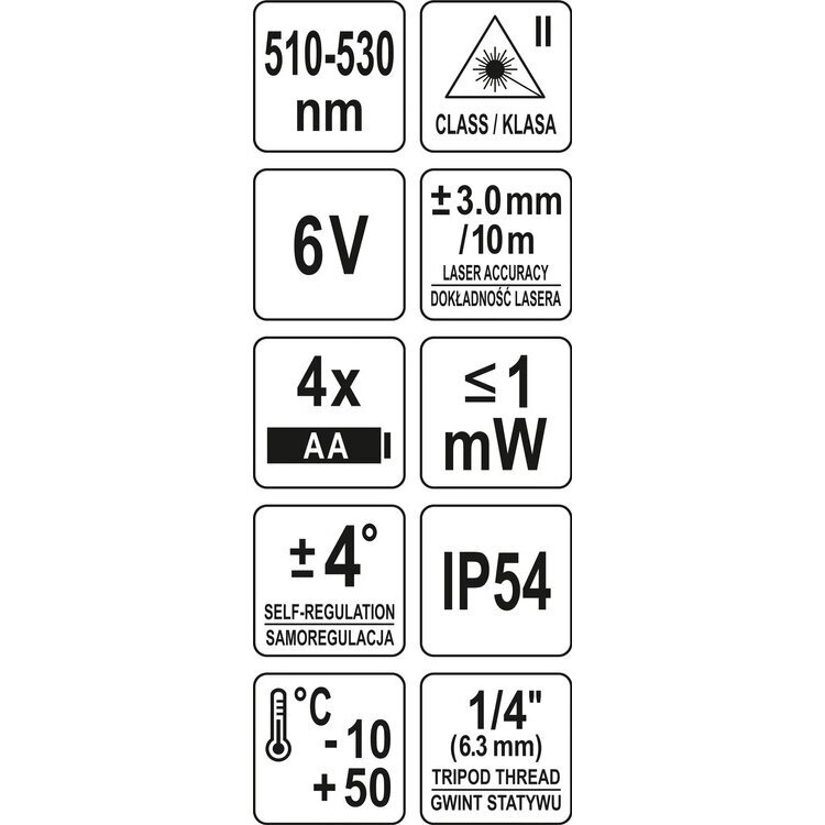 Lazerinis nivelyras Yato, žalias spindulys 6 Lazerinis nivelyras Yato, žalias spindulys 6