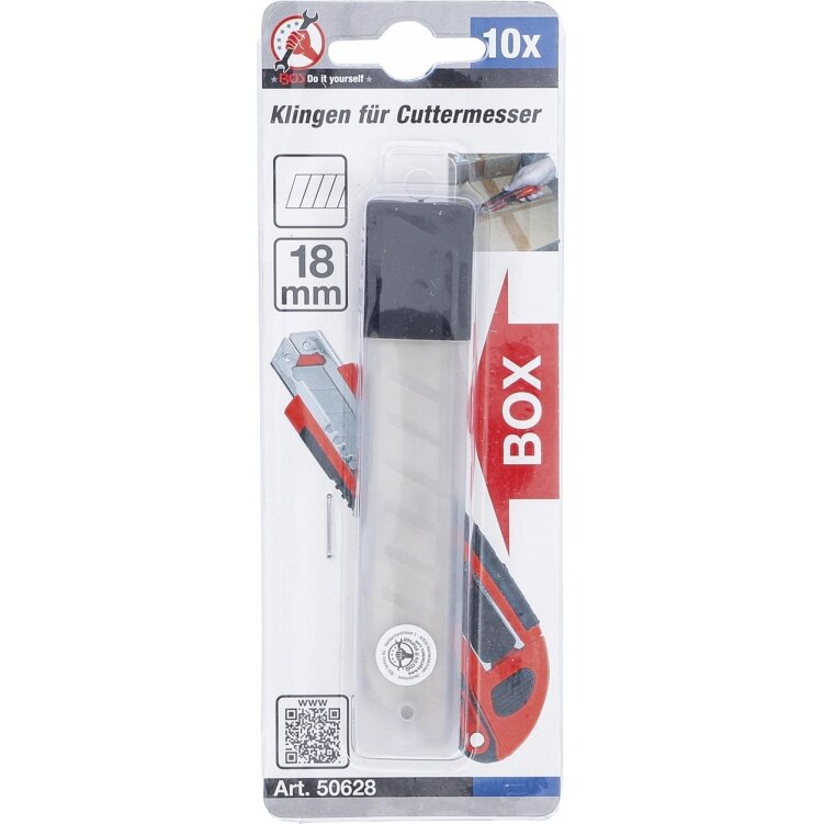 Laužomos geležtės peiliukams | 18 mm | 10 vnt. (50628) Laužomos geležtės peiliukams | 18 mm | 10 vnt. (50628)