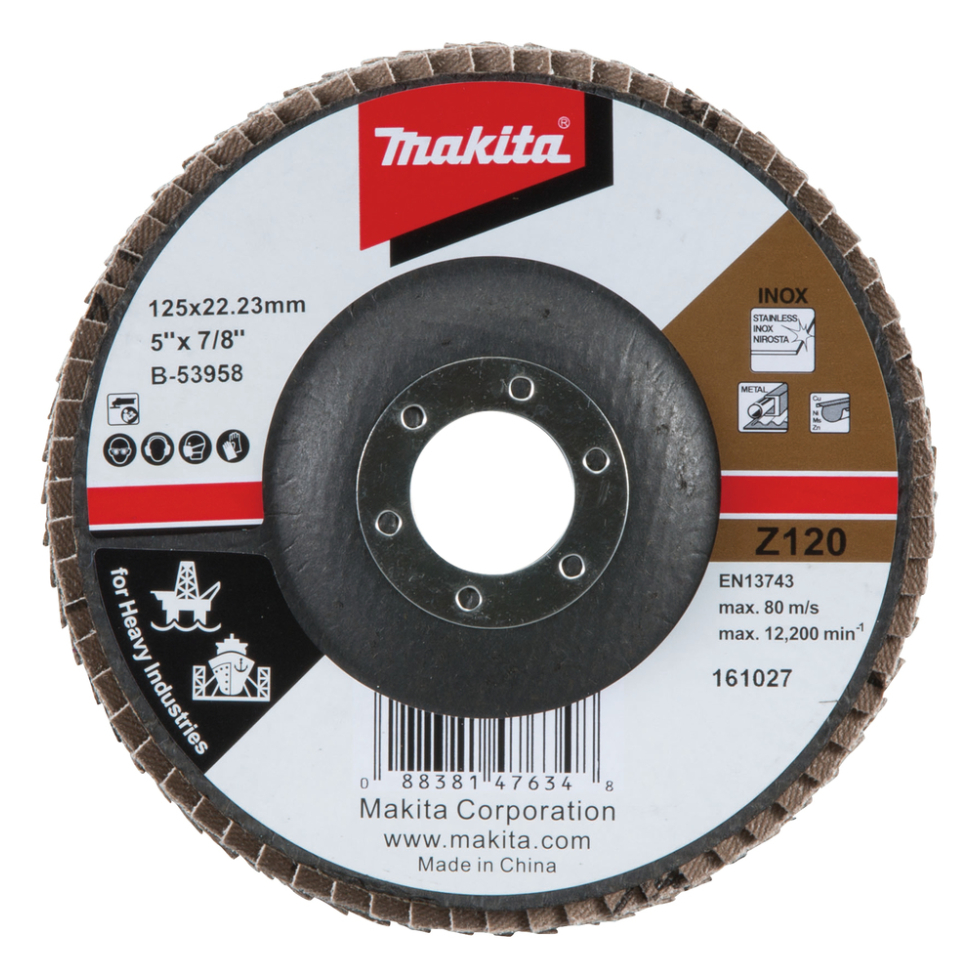 Lapeliniai diskai Makita B-53958, 125MM, K120, metalui, RST HEAVY DUTY