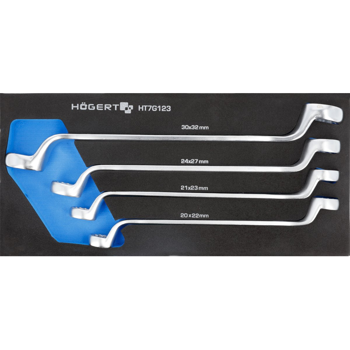 Lenktų, kilpinių raktų komplektas (20-32mm) / su dėklu vežimėliui