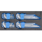 Lenktų L-formos TORX ir HEX komplektai / su dėklu vežimėliui