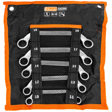 Lenkti raktai 10 mm - 19 mm, 5 vnt. Lenkti raktai 10 mm - 19 mm, 5 vnt.