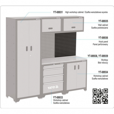 Perforuota plokštė dirbtuvių baldams Yato, 66 x 70 x 2 cm 3 Perforuota plokštė dirbtuvių baldams Yato, 66 x 70 x 2 cm 3