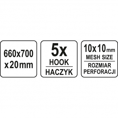 Perforuota plokštė dirbtuvių baldams Yato, 66 x 70 x 2 cm 4 Perforuota plokštė dirbtuvių baldams Yato, 66 x 70 x 2 cm 4