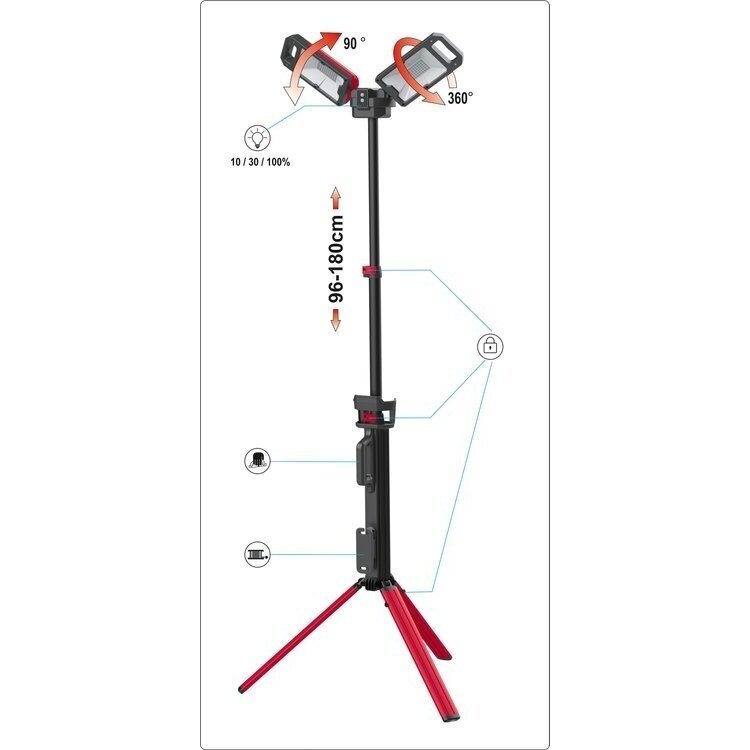LED statybinis prožektorius Yato YT-81811, 5000lm (akum+230V) 5