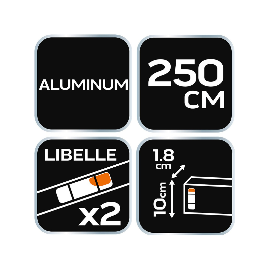 Lyginimo lotas, 250cm - 2 vials: horizontal and vertical 6