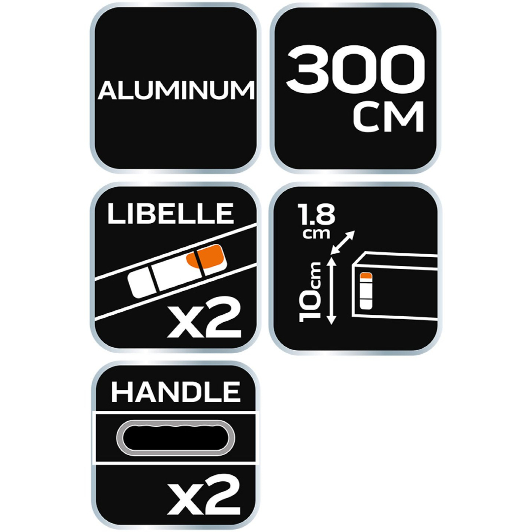 Lyginimo lotas, 300 cm with 2 handles and 2 vials: hroizontal+vertical 6