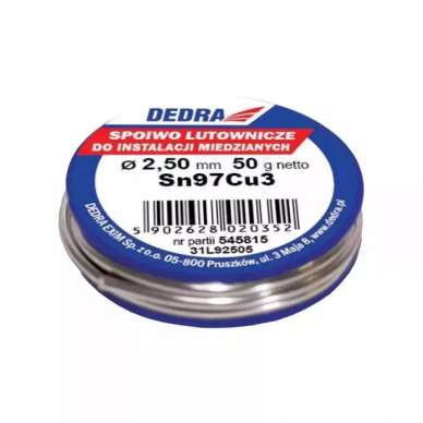 Lydmetalis DEDRA 31L92505, 2,5mm, 50g, 97%SN, SN97Cu3