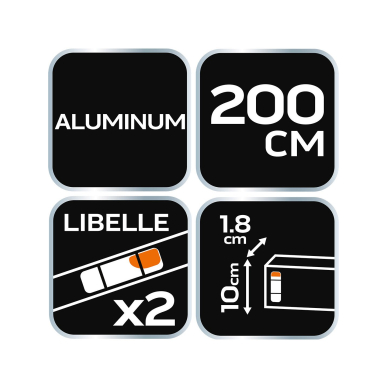 Lyginimo lotas, 200cm - 2 vials: horizontal and vertical 6