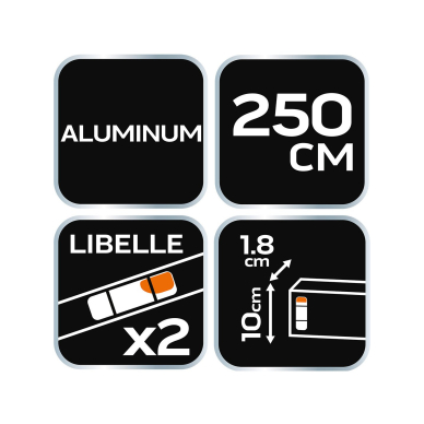 Lyginimo lotas, 250cm - 2 vials: horizontal and vertical 6