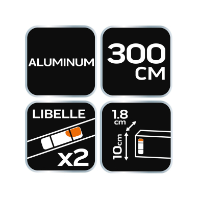 Lyginimo lotas, 300cm - 2 vials: horizontal and vertical 6