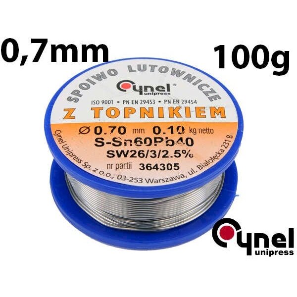 Lydmetalio viela Ø 0,70mm. 100g su fliusu (76806) Lydmetalio viela Ø 0,70mm. 100g su fliusu (76806)