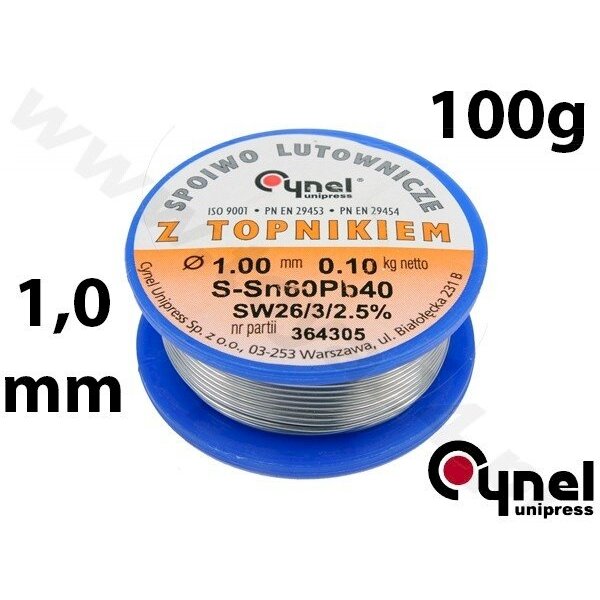 Lydmetalio viela Ø 1,00mm. 100g su fliusu (76810)