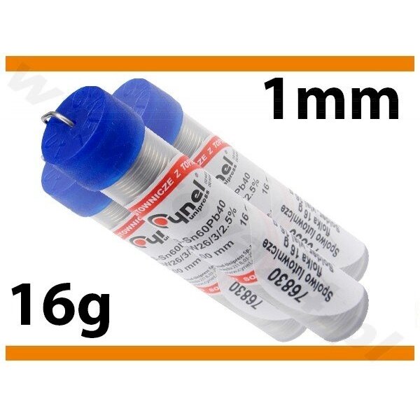 Lydmetalio viela tūtelėje | Ø 1,00mm | 16g su fliusu (76830) Lydmetalio viela tūtelėje | Ø 1,00mm | 16g su fliusu (76830)