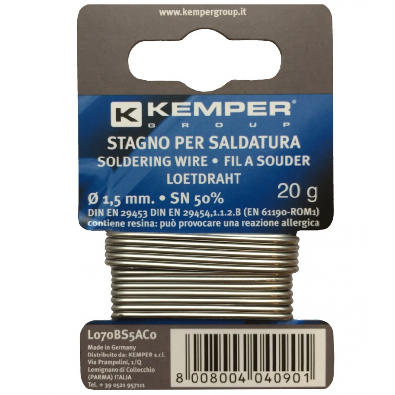Lydmetalis „KEMPER" 1,5 mm 20 g SN 50% Lydmetalis „KEMPER" 1,5 mm 20 g SN 50%
