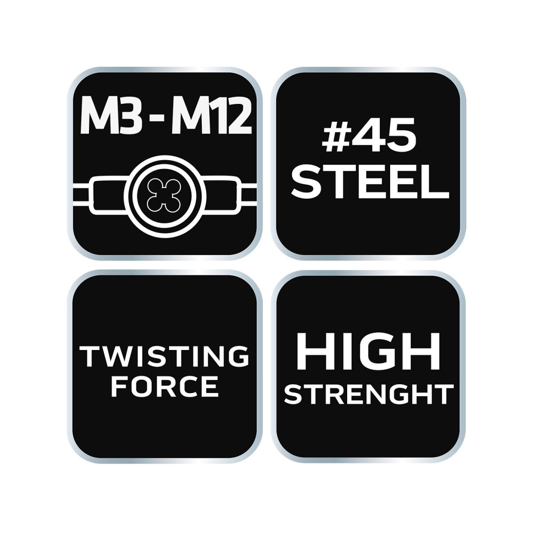 M3 - M12 rankena štampui su sraigtu, plieninė 6 M3 - M12 rankena štampui su sraigtu, plieninė 6