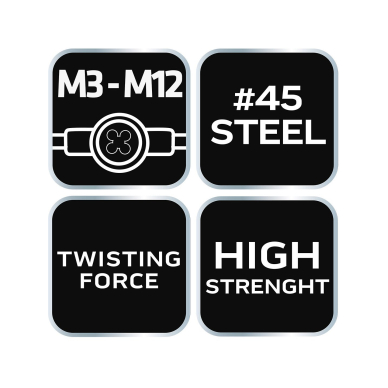 M3 - M12 rankena štampui su sraigtu, plieninė 6 M3 - M12 rankena štampui su sraigtu, plieninė 6