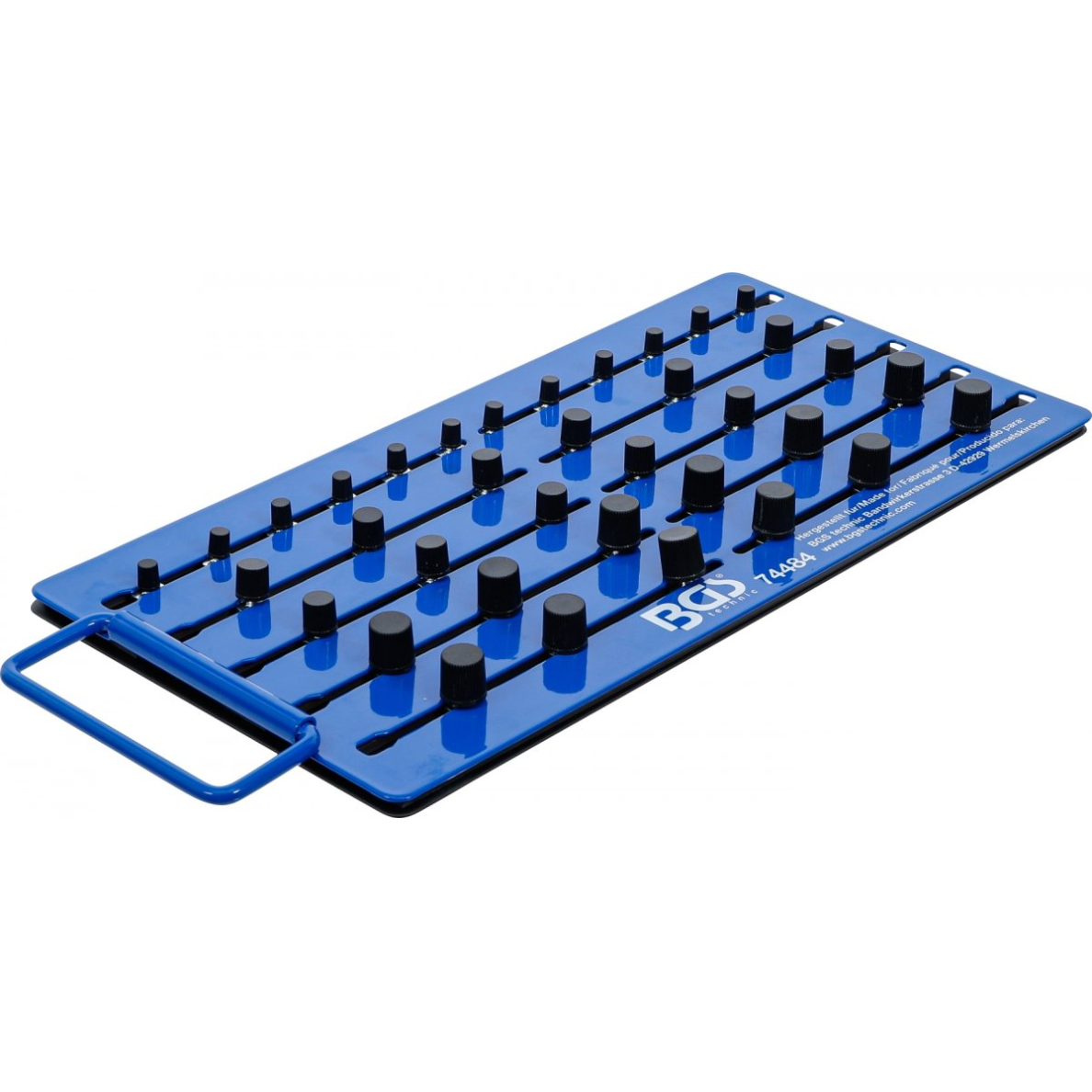 Magnetinė lenta | su išoriniais kvadratais | 36 galvutėms | 6.3 mm (1/4") / 10 mm (3/8") / 12,5 mm (1/2") (74484B)