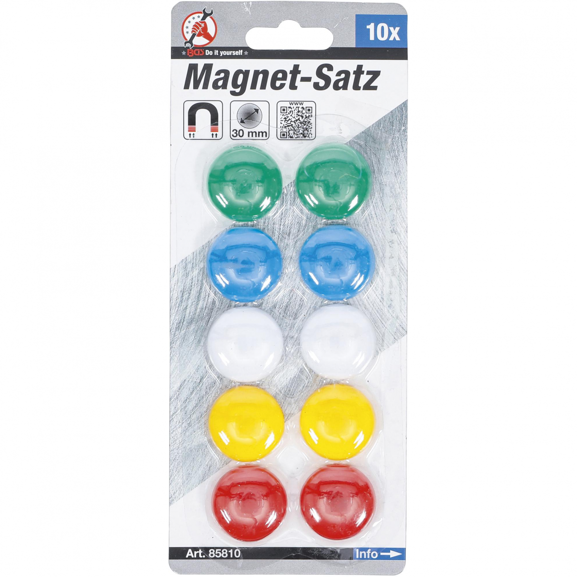 Magnetų rinkinys BGS-technic, Ø 30 mm, 10 vnt. 2 Magnetų rinkinys BGS-technic, Ø 30 mm, 10 vnt. 2