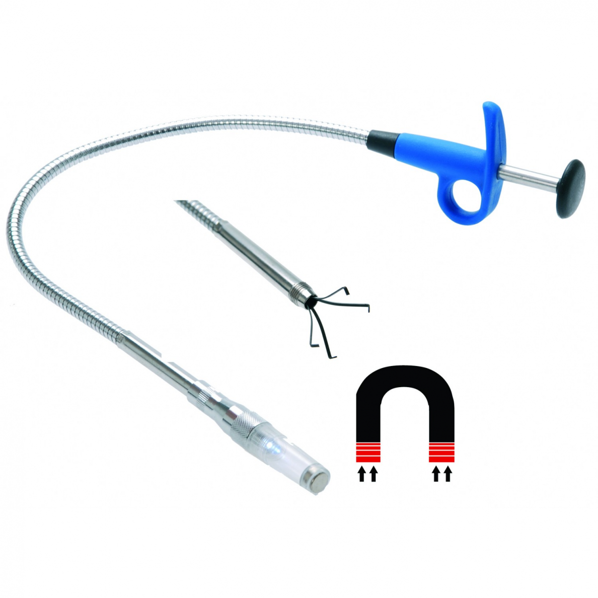 Magnetinis lankstus keltuvas su lempute BGS-technic, 500 mm 1 Magnetinis lankstus keltuvas su lempute BGS-technic, 500 mm 1