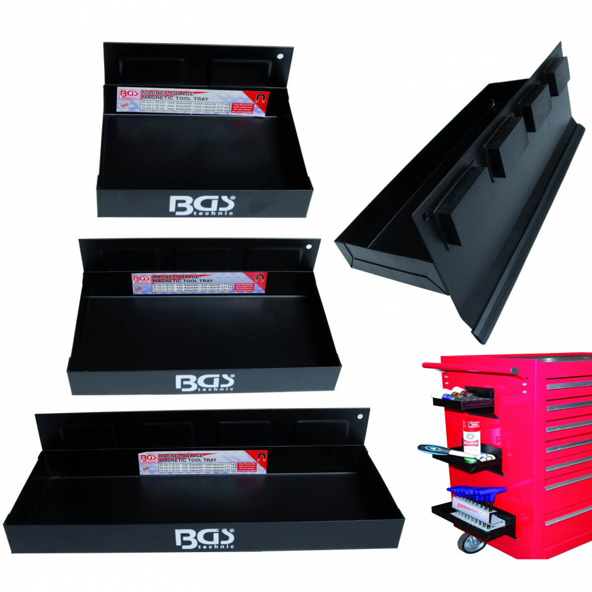 Magnetinės lentynos įrankių vežimėliams BGS-technic, 3 vnt., 150/210/310 mm 1 Magnetinės lentynos įrankių vežimėliams BGS-technic, 3 vnt., 150/210/310 mm 1