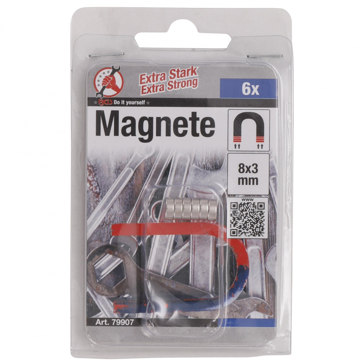 Magnetų rinkinys BGS-technic, Ø 8 mm, 6 vnt. 2 Magnetų rinkinys BGS-technic, Ø 8 mm, 6 vnt. 2