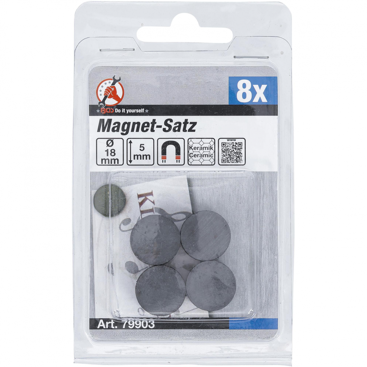 Magnetų rinkinys BGS-technic, Ø 18 mm, 8 vnt. 2 Magnetų rinkinys BGS-technic, Ø 18 mm, 8 vnt. 2