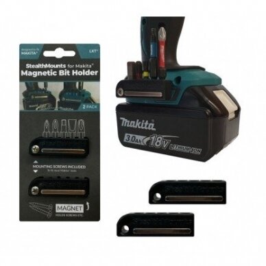 Magnetinių antgalių laikiklis StealthMounts BH-MK-BLK-2, skirtas Makita LXT ir XGT įrankiams Magnetinių antgalių laikiklis StealthMounts BH-MK-BLK-2, skirtas Makita LXT ir XGT įrankiams
