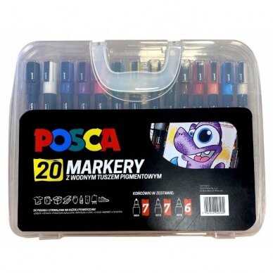 Markerių Posca rinkinys 20vnt. plast. dėž. Markerių Posca rinkinys 20vnt. plast. dėž.