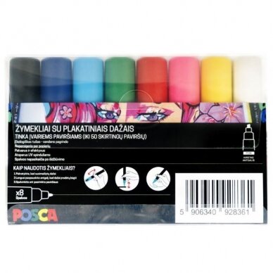 Markerių rinkinys Posca PC-8K, 8vnt. 1 Markerių rinkinys Posca PC-8K, 8vnt. 1