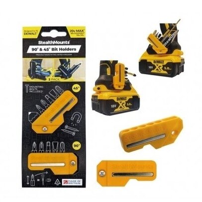 Magnetinių antgalių laikiklis StealthMounts BH-DW-4590-YLW, skirtas "Dewalt XR" ir "Flexvolt" įrankiams Magnetinių antgalių laikiklis StealthMounts BH-DW-4590-YLW, skirtas "Dewalt XR" ir "Flexvolt" įrankiams
