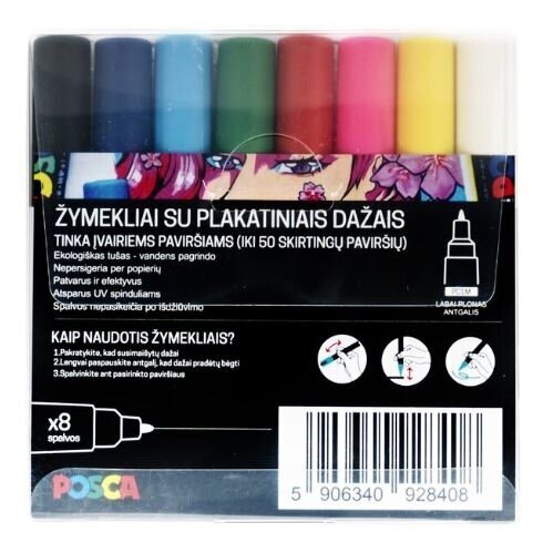 Markerių rinkinys Posca PC-1M, 8vnt. 1 Markerių rinkinys Posca PC-1M, 8vnt. 1