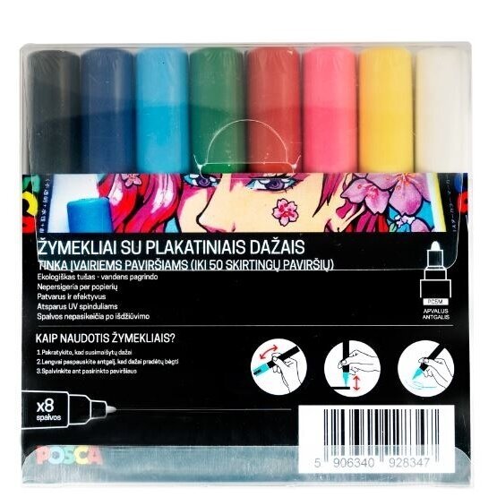 Markerių rinkinys Posca PC-5M, 8vnt. 1 Markerių rinkinys Posca PC-5M, 8vnt. 1