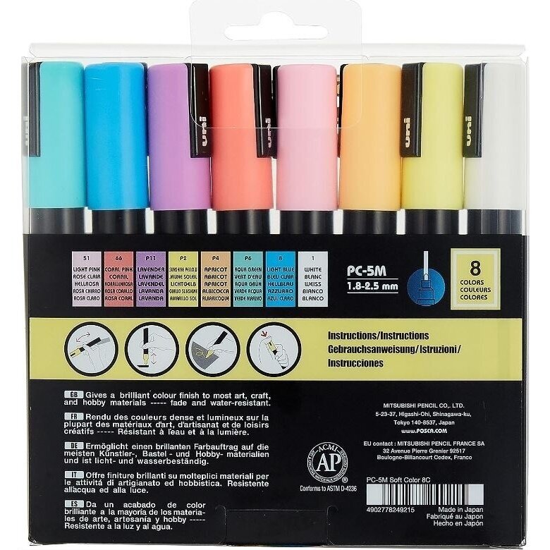 Markerių rinkinys Posca PC-5M, Soft Color 8vnt. 1 Markerių rinkinys Posca PC-5M, Soft Color 8vnt. 1