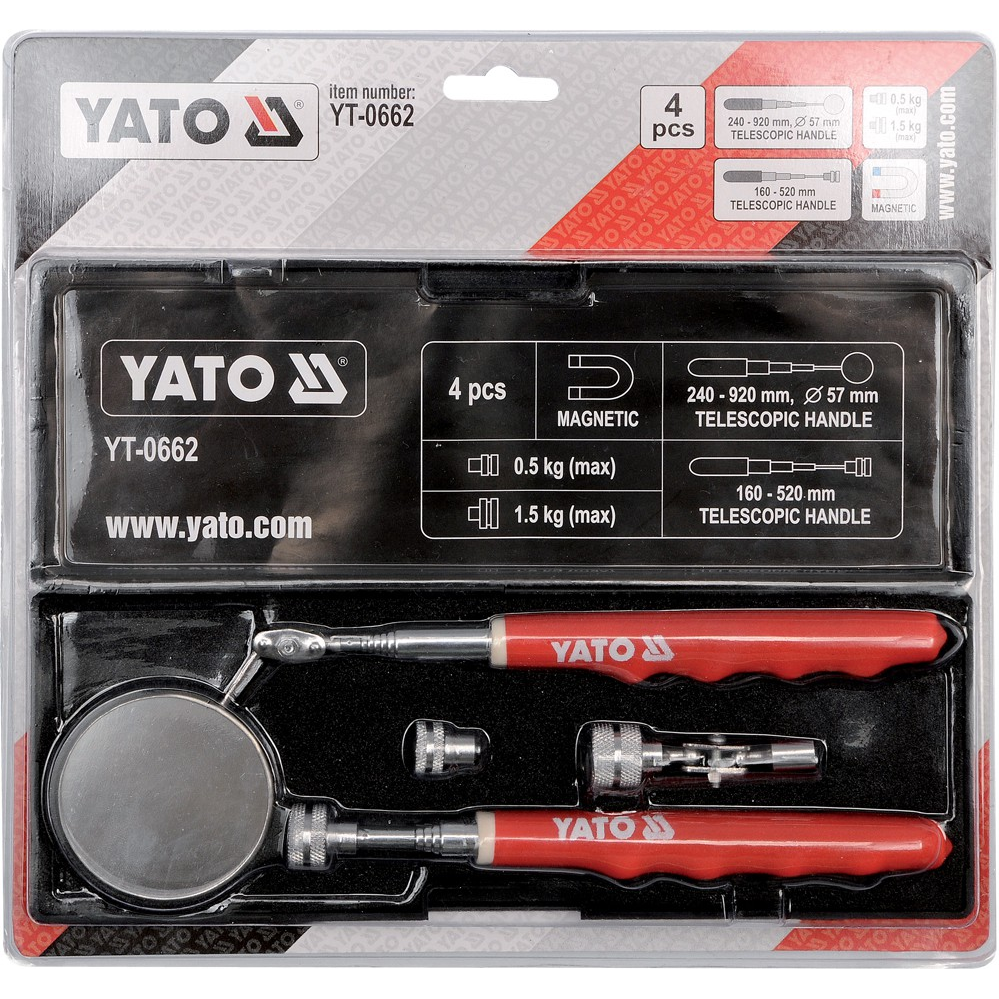 Ištraukiamų magnetų ir veidrodėlių rinkinys Yato, 4 vnt. 3 Ištraukiamų magnetų ir veidrodėlių rinkinys Yato, 4 vnt. 3