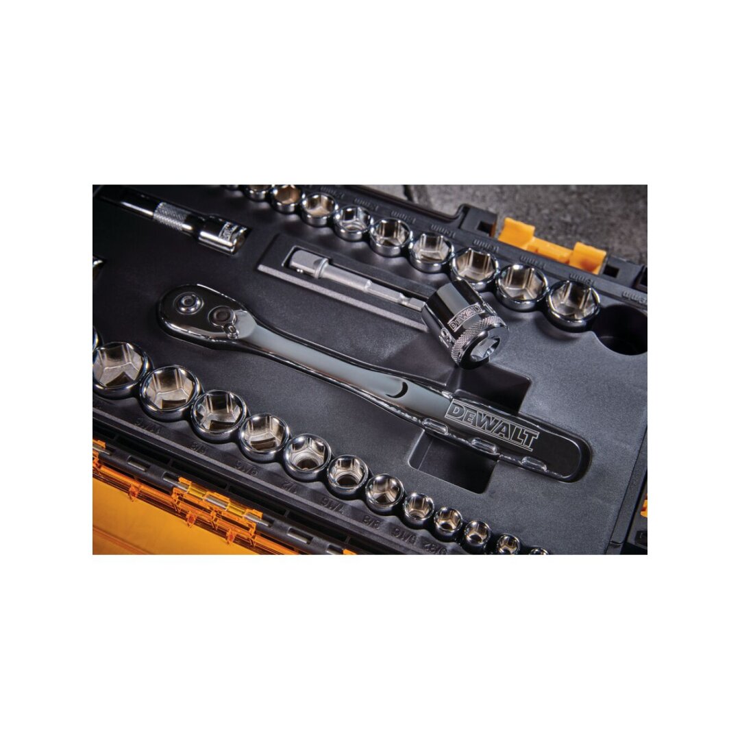 Mechanikų įrankių rinkinys 34 vnt.; 1/4" + 3/8", DeWalt DWMT45034-0 1