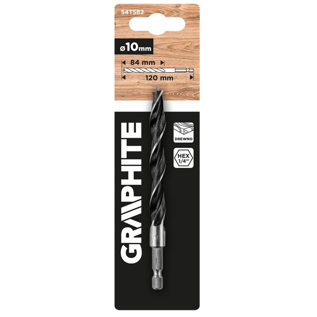 Medienos grąžtas, Hex tvirtinimo 10,0 mm 1 Medienos grąžtas, Hex tvirtinimo 10,0 mm 1