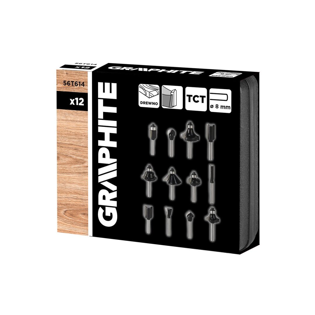 Medienos karbido frezai, kotas 8 mm, nustatytas 12 vnt 1 Medienos karbido frezai, kotas 8 mm, nustatytas 12 vnt 1