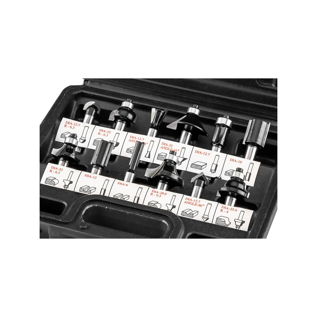 Medienos karbido frezai, kotas 8 mm, nustatytas 12 vnt 5