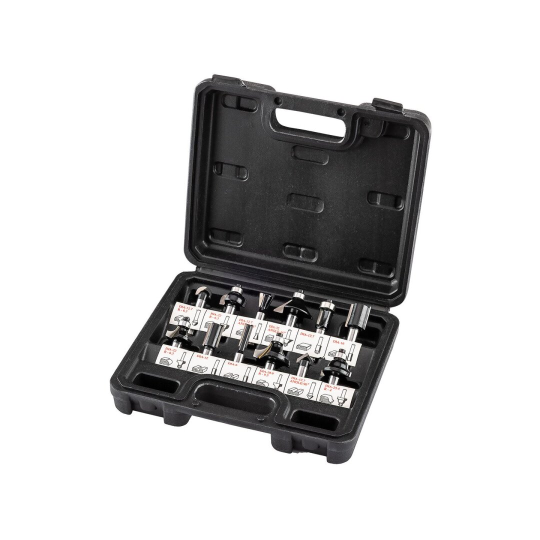 Medienos karbido frezai, kotas 8 mm, nustatytas 12 vnt