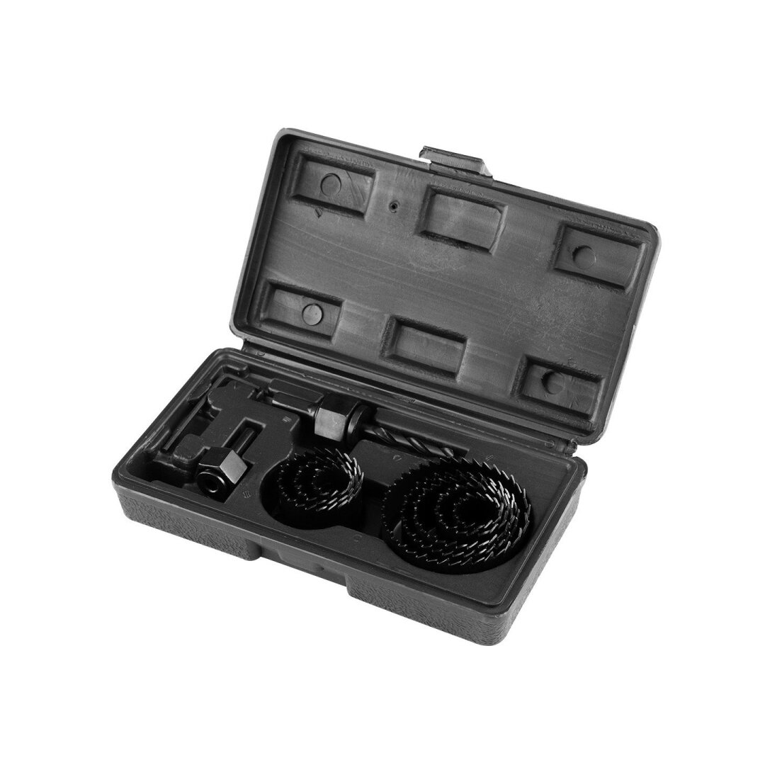 Medinių skylių pjaustyklės su adapteriu 19–64 mm, rinkinys, 12 dalių