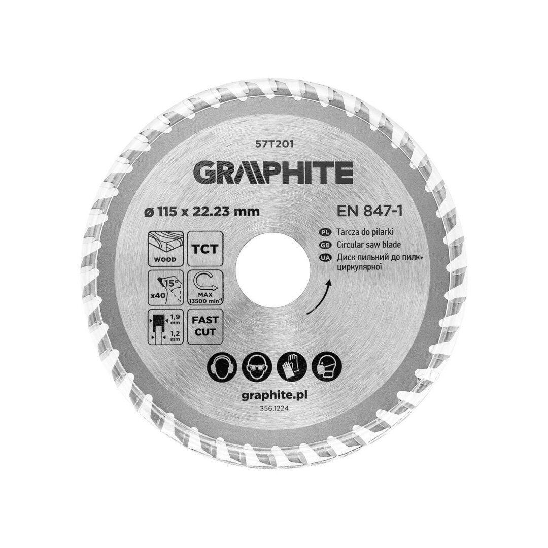 Medžio pjovimo diskas su HM antgaliais 115 x 22,23 mm, 40 dantų 3