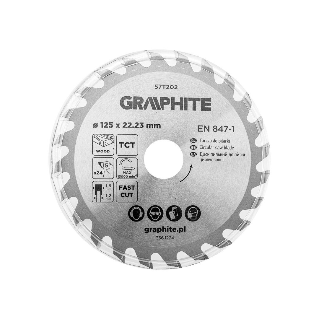 Medžio pjovimo diskas su HM antgaliais 125 x 22,23 mm, 24 dantys 3 Medžio pjovimo diskas su HM antgaliais 125 x 22,23 mm, 24 dantys 3