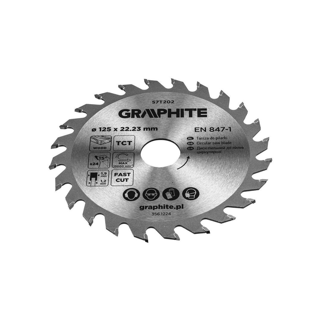 Medžio pjovimo diskas su HM antgaliais 125 x 22,23 mm, 24 dantys 4