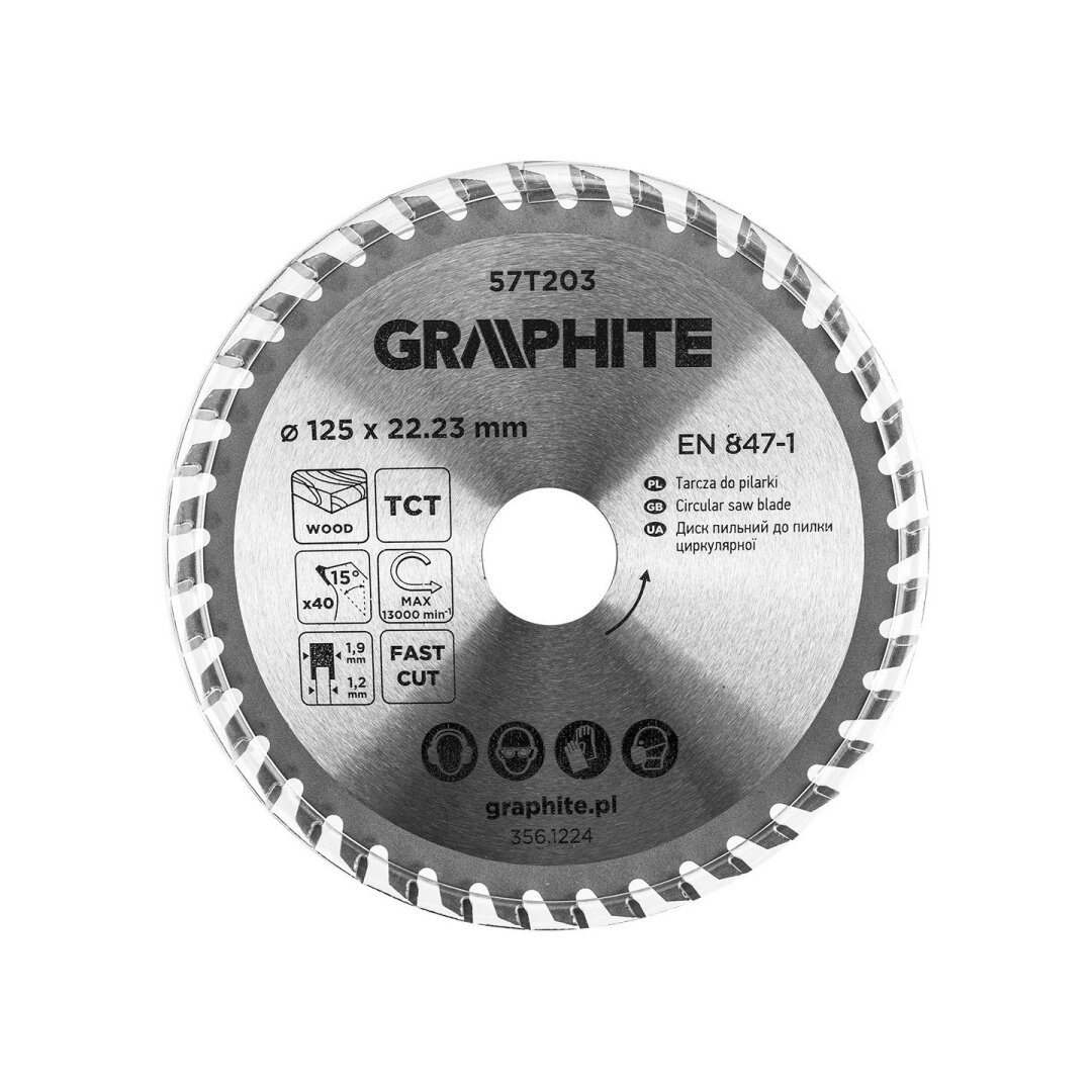 Medžio pjovimo diskas su HM antgaliais 125 x 22,23 mm, 40 dantų 3 Medžio pjovimo diskas su HM antgaliais 125 x 22,23 mm, 40 dantų 3