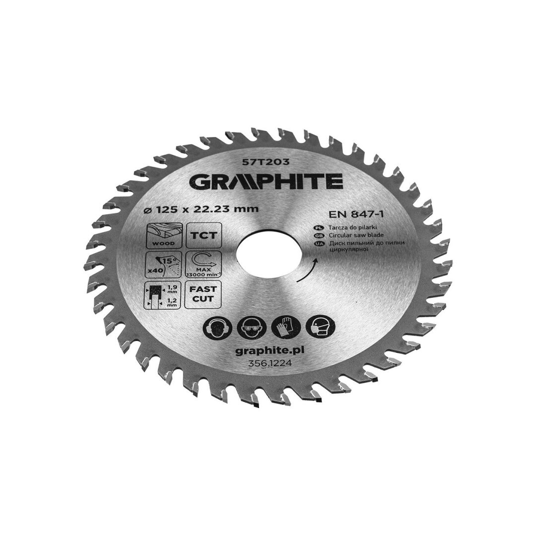 Medžio pjovimo diskas su HM antgaliais 125 x 22,23 mm, 40 dantų 4 Medžio pjovimo diskas su HM antgaliais 125 x 22,23 mm, 40 dantų 4