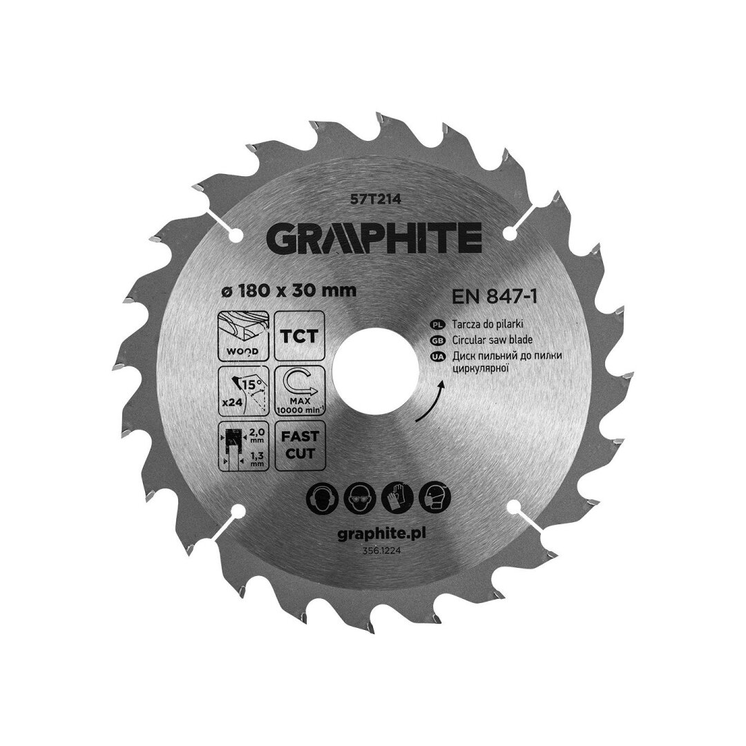 Medžio pjovimo diskas su HM antgaliais 180 x 30 mm, 24 dantys Medžio pjovimo diskas su HM antgaliais 180 x 30 mm, 24 dantys